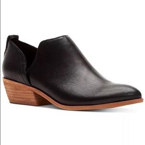 Frye Black Ankle Booties with Brown Heel